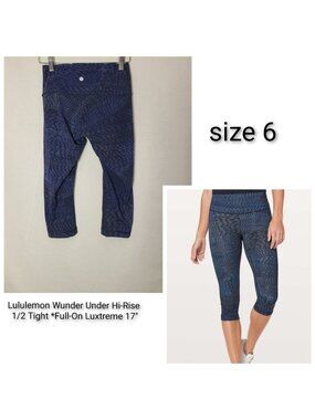 Lululemon Wunder Under Hi-Rise 1/2 Tight *Full-On Luxtreme 17"- size 6